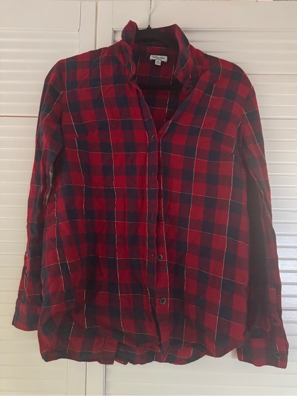 Splendid Button-Front Red & Black Plaid Flannel Shirt